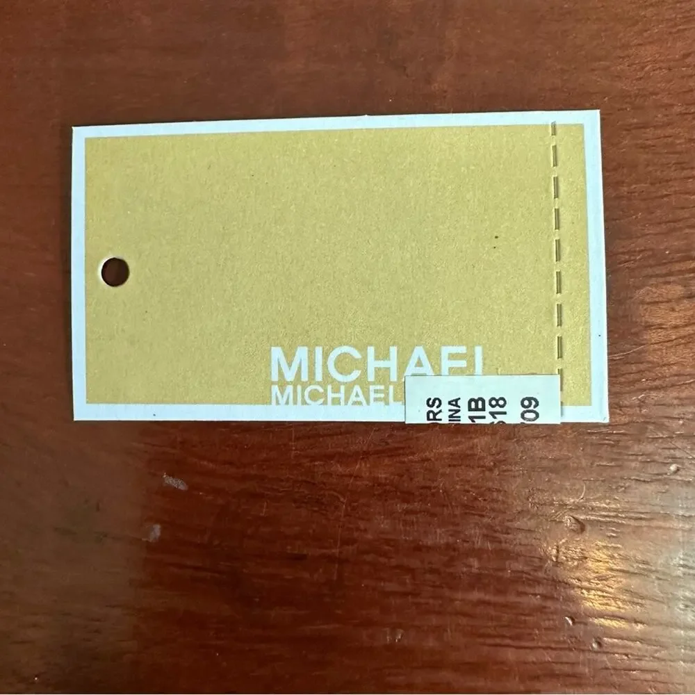 MICHAEL KORS Brown Gold Monogram Logo Leather Phone Pocket Sticker Wallet
